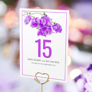 Bougainvillea paper flower purple wedding table number