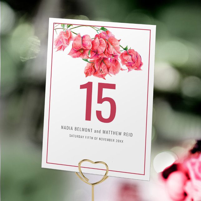 Bougainvillea paper flower red pink wedding event table number (Creator Uploaded)