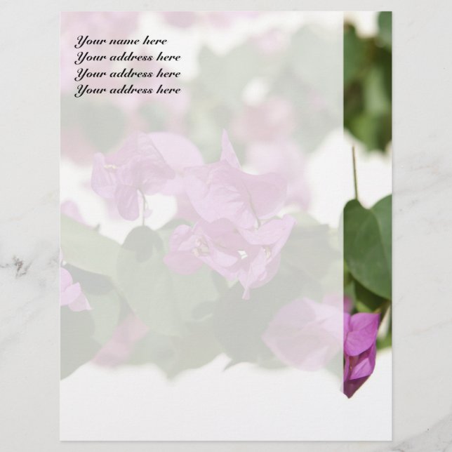 Bougainvillea Personalised Letterhead (Front)