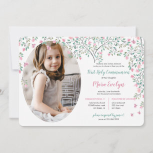 Bougainvillea Photo First Holy Communion Invitation