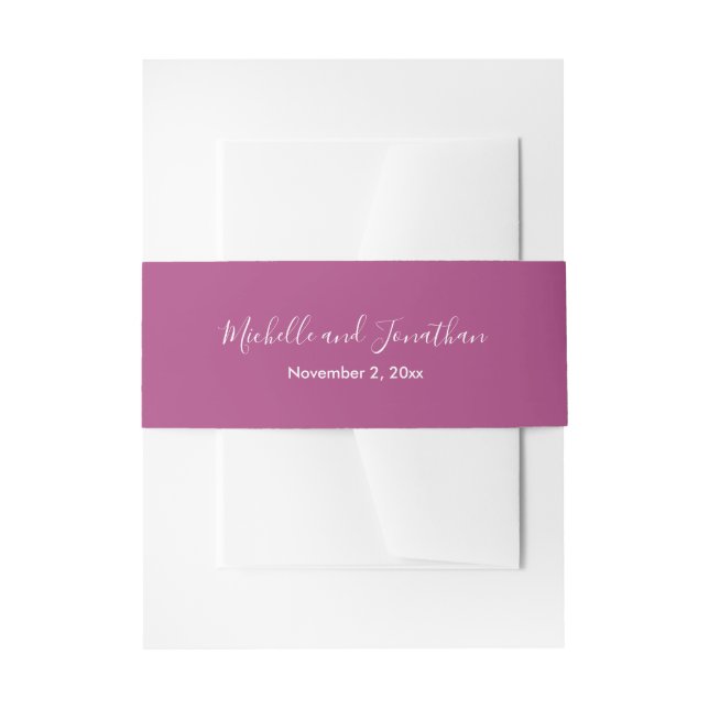 Bougainvillea Pink Wedding  Invitation Belly Band (Front Example)