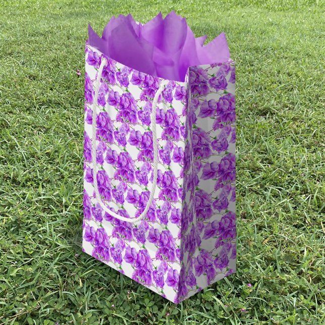 Bougainvillea purple flower watercolor pattern small gift bag (Creator Uploaded)
