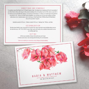Bougainvillea red watercolor wedding details enclosure card