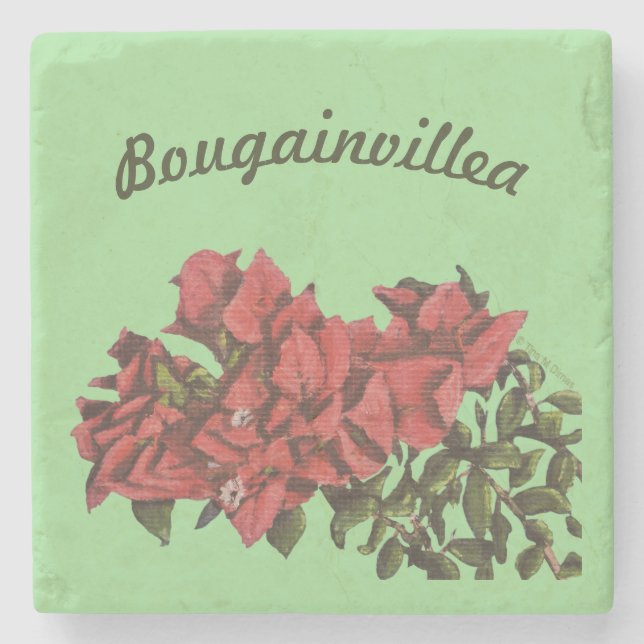 Bougainvillea Stone Coaster (Front)