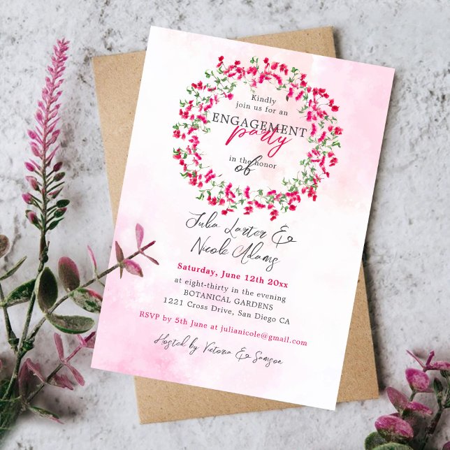 Bougainvillea Tropical Forest Engagement Party Invitation (Creator Uploaded)
