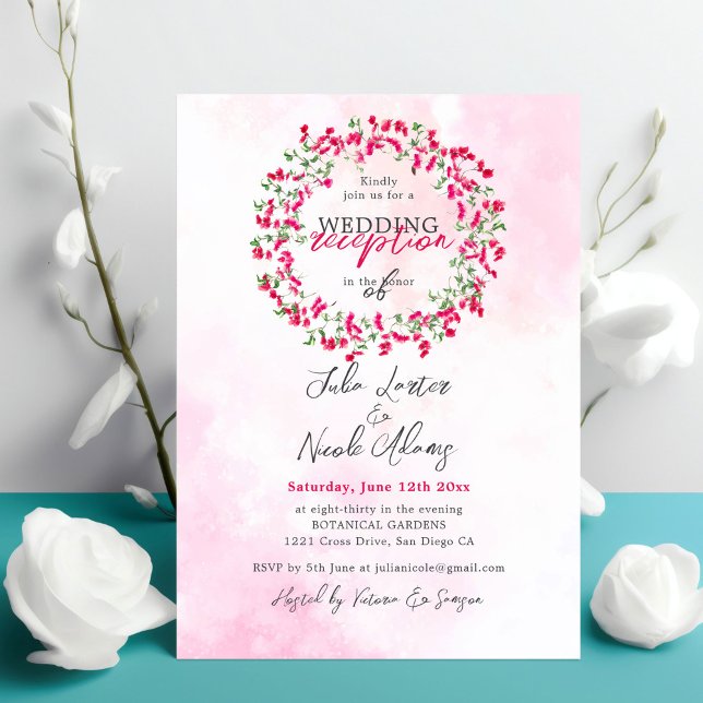 Bougainvillea Tropical Forest Wedding Reception Invitation (Creator Uploaded)
