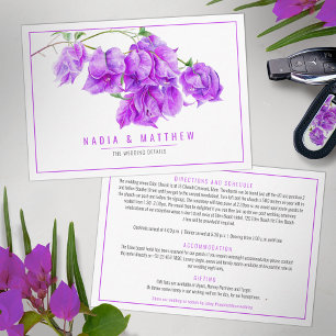 Bougainvillea watercolor purple wedding details enclosure card