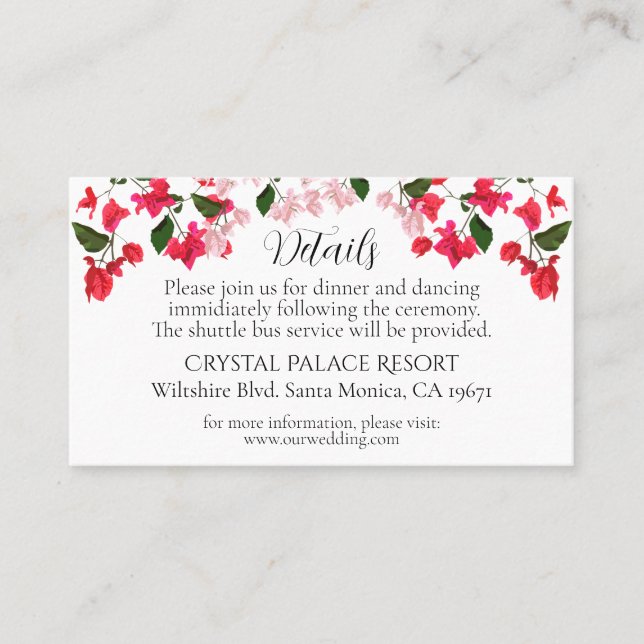 Bougainvillea Wedding Details Enclosure Card (Front)