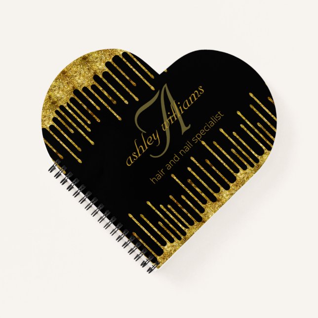 Bougee gold glitter salon heart notebook (Front)