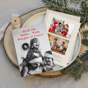 Boughs of Crazy Funny 3 Photo Christmas Holiday Card