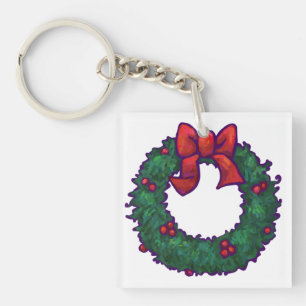 Boughs of Holly Key Ring