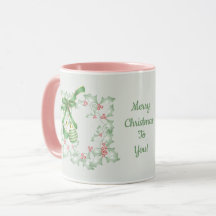Boughs of Holly Light Green Pink Christmas