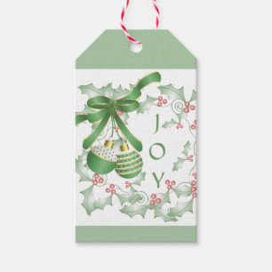 Boughs of Holly Light Green Pink Gift Tags