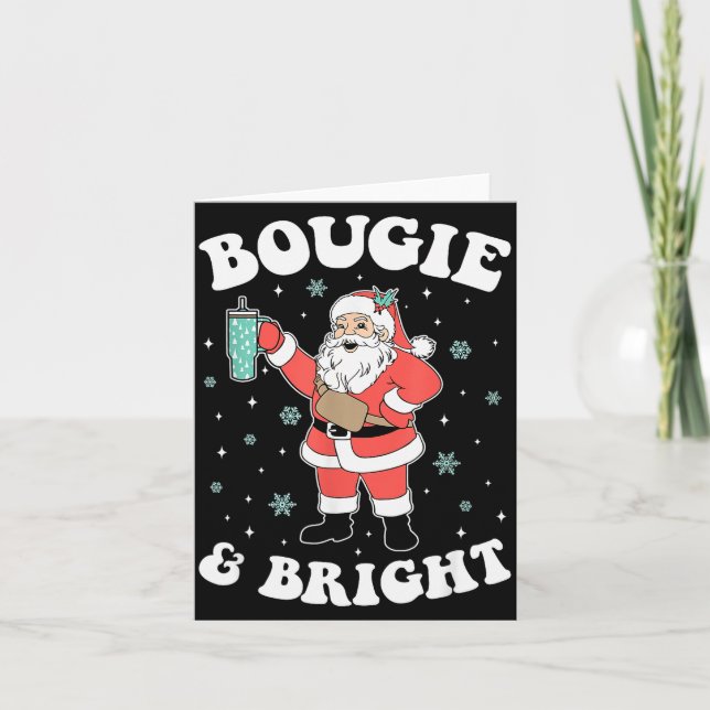 Bougie &amp; Bright Funny Christmas Santa Claus  Card (Front)