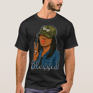 Bougie Blessed Camo Hat Christian Black Woman T-Shirt