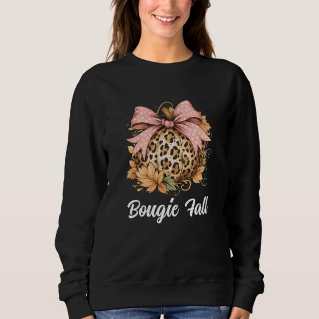Bougie Fall Leopard Pumpkin Sunflower  Sweatshirt (Front)