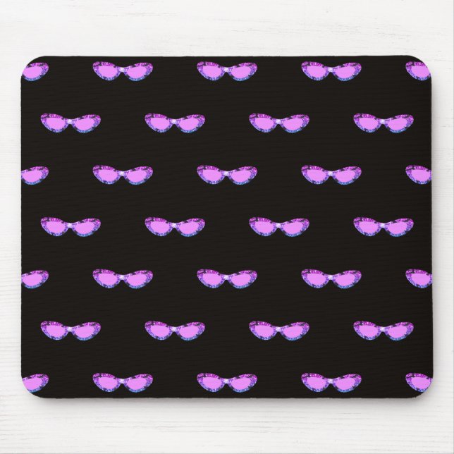 Bougie pink glitter sunglasses mouse pad (Front)
