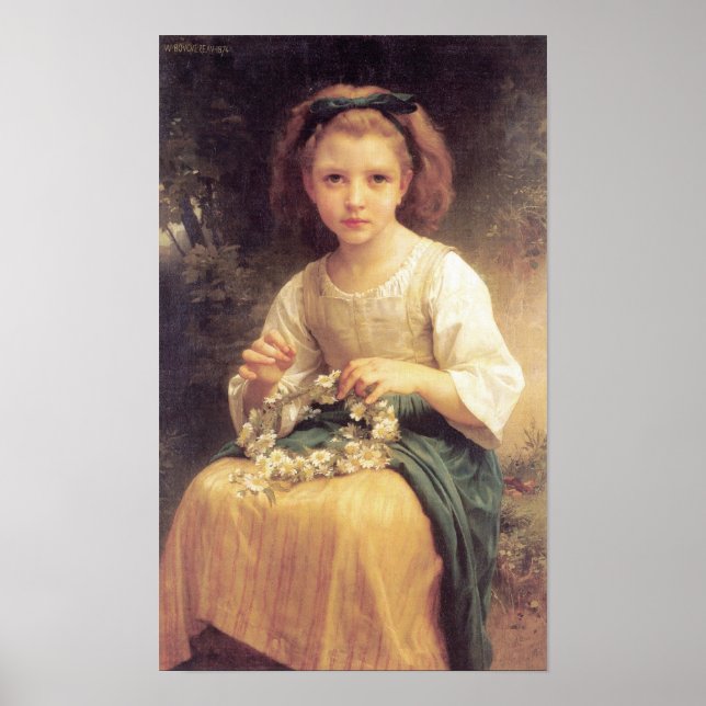Bouguereau-Child Braiding A Crown Poster (Front)