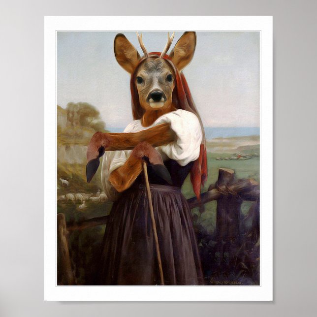 Bouguereau Deer Shepherdess Poster (Front)