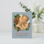 Bouguereau First kiss children CC0043 Christmas Holiday Postcard (Standing Front)