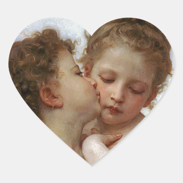 Bouguereau , "First kiss" Heart Sticker (Front)