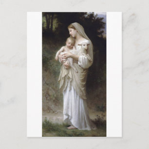 Bouguereau Innocence Lady Child Lamb Postcard