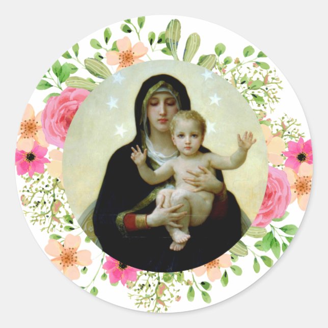 Bouguereau Madonna and Child Classic Round Sticker (Front)