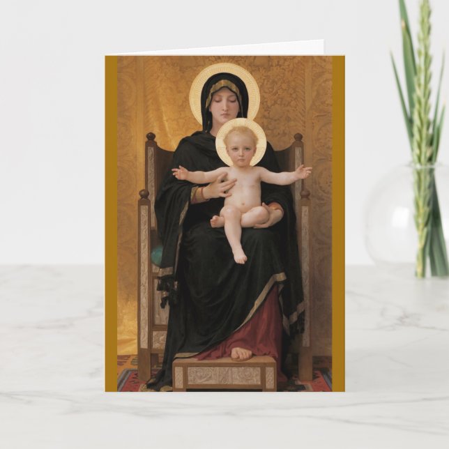 Bouguereau Madonna Seated Christmas Holiday Card (Front)