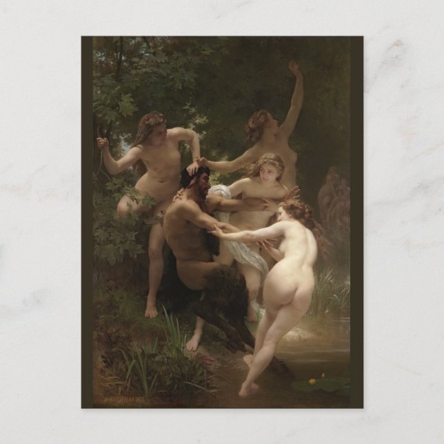 Bouguereau Nymphs and Satyr Postcard (Front)
