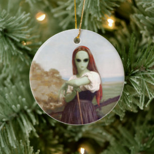 Bouguereau Shepherdess Alien Ceramic Ornament