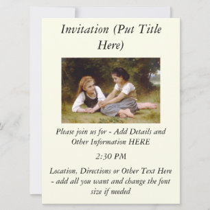 Bouguereau's 1882 The Nut Gatherers Les noisettes Invitation