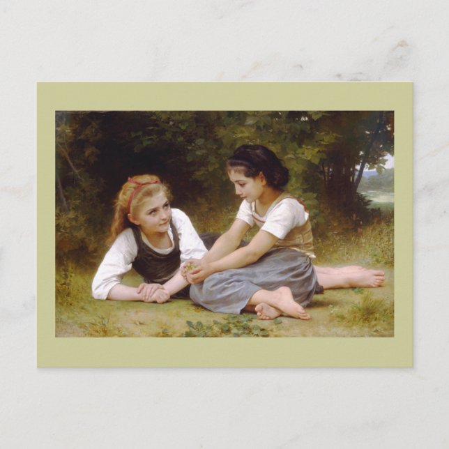 Bouguereau's 1882 The Nut Gatherers  Les noisettes Postcard (Front)