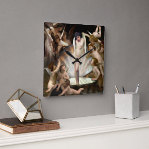 Bouguereau's Angels Surround Cupid Square Wall Clock