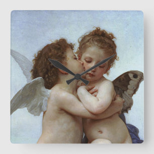 Bouguereau's L'Amour et Psyche, enfants (Cupid) Square Wall Clock