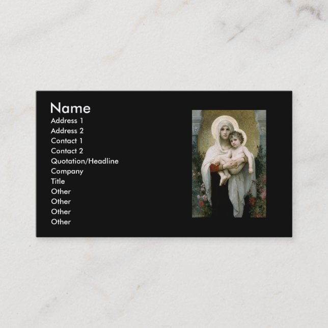 Bouguereau's The Madonna of the Roses (1903) Business Card (Front)