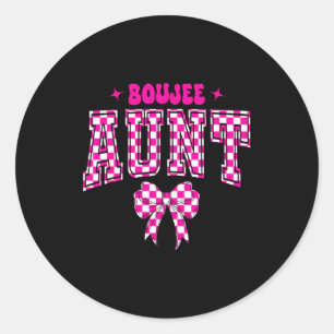 Boujee Aunt Nk Checkered Bow Birthday Family Match Classic Round Sticker