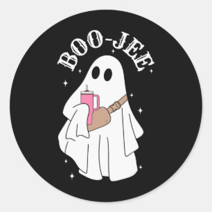 Boujee Boo-jee Cute Ghost Spooky Season Halloween Classic Round Sticker