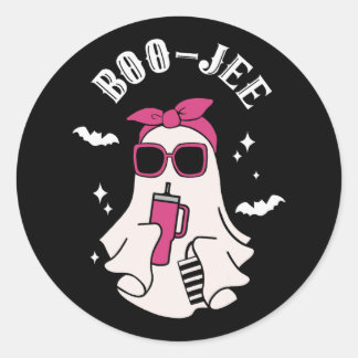 Boujee Boo-jee Cute Ghost Spooky Season Halloween  Classic Round Sticker
