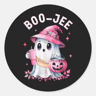 Boujee Boo Jee Spooky Ghost Pink Halloween Pumpkin Classic Round Sticker