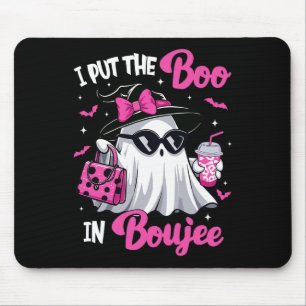 Boujee Boo Jee Spooky Ghost Pink Halloween Pumpkin Mouse Pad