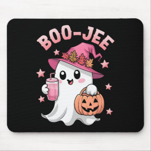 Boujee Boo Jee Spooky Ghost Pink Halloween Pumpkin Mouse Pad