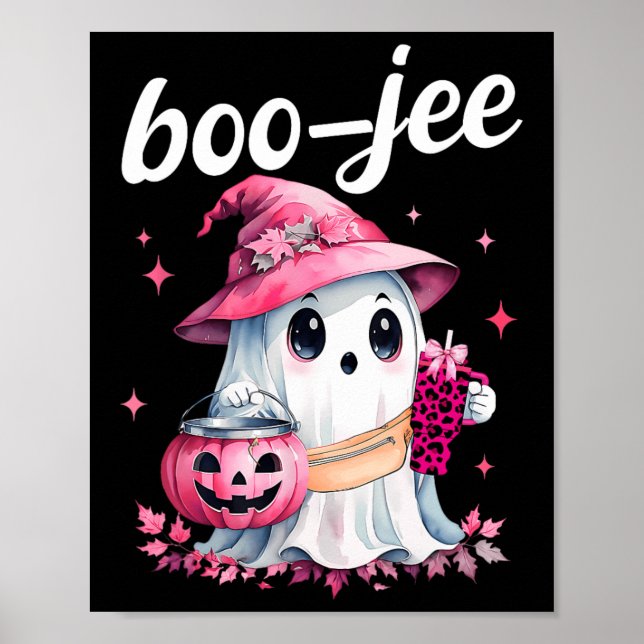 Boujee Boo Jee Spooky Ghost Pink Halloween Pumpkin Poster (Front)
