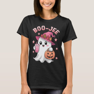 Boujee Boo Jee Spooky Ghost Pink Halloween Pumpkin T-Shirt