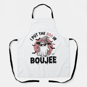 Boujee Ghost Halloween Vintage Engraving Design_1 Apron