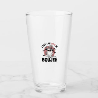 Boujee Ghost Halloween Vintage Engraving Design_1 Glass