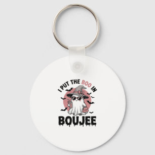 Boujee Ghost Halloween Vintage Engraving Design_1 Key Ring