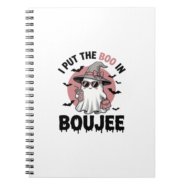 Boujee Ghost Halloween Vintage Engraving Design_1 Notebook (Front)