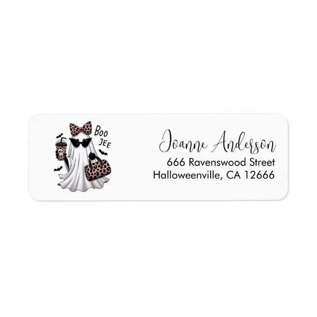 Boujee Halloween Ghost Pumpkin Return Address  Label (Front)