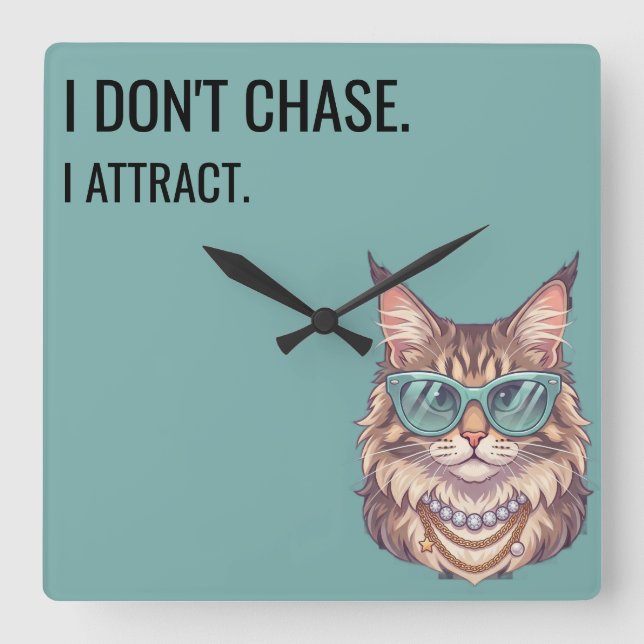 Boujie Sassy Cat Funny Quote Square Wall Clock (Front)