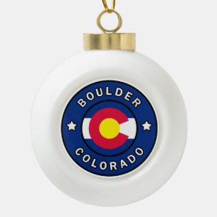 Boulder Colorado Ceramic Ball Christmas Ornament